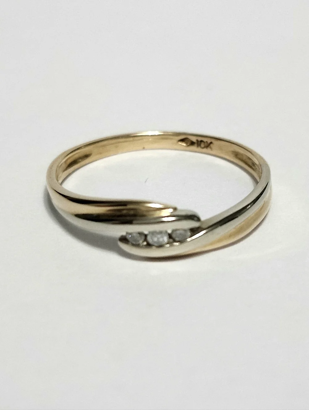Diamond Classic Three-Stone Two Tone Gold Diamond Ring - Picture 11 of 11